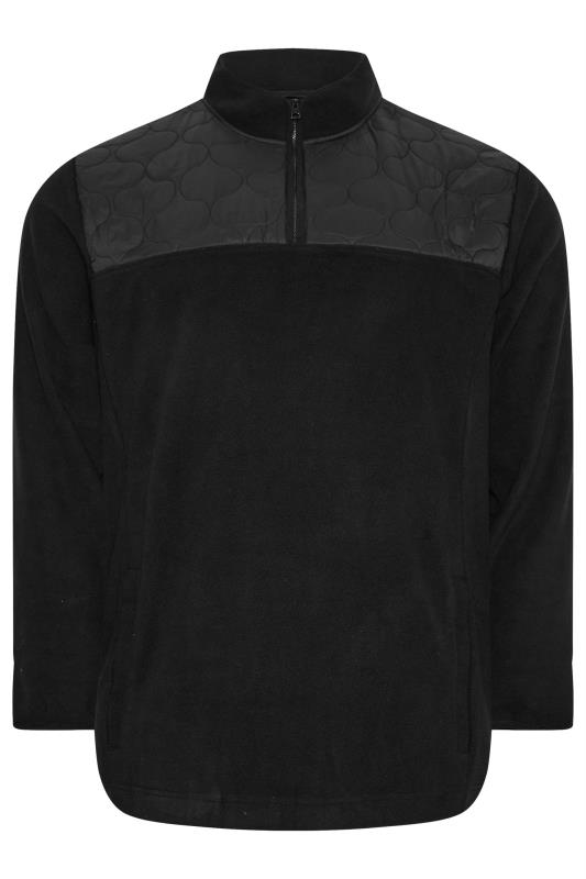 BadRhino Big & Tall Black Quarter Zip Quilted Fleece Jacket | BadRhino 4