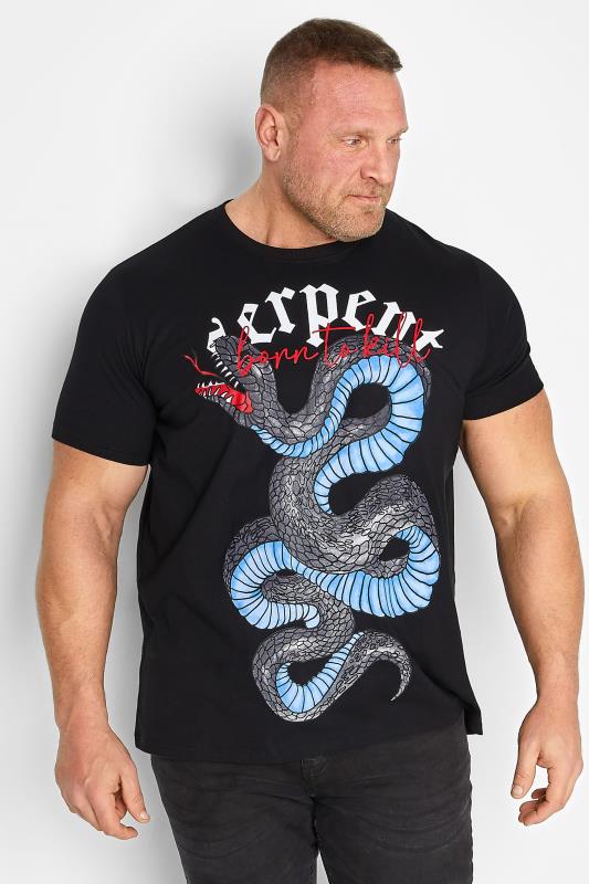 Men's  BadRhino Big & Tall Black 'Serpent' Snake Print T-Shirt