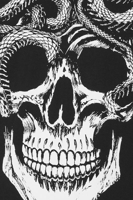 BadRhino Big & Tall Black Skull & Snake Print Graphic T-Shirt 7