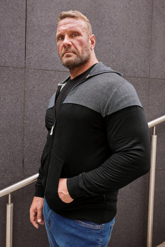 Men's  BadRhino Big & Tall Black Colourblock Zip Through Sweatshirt