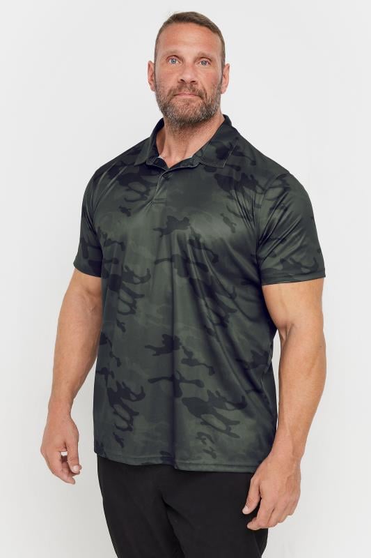 BadRhino Golf Big & Tall Black Camo Print Polo Shirt | BadRhino 1