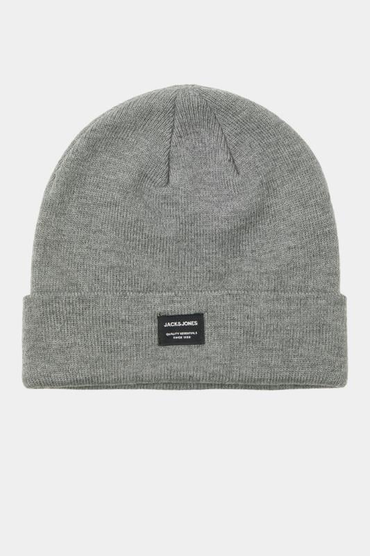 JACK & JONES Big & Tall Grey Logo Beanie | BadRhino 1