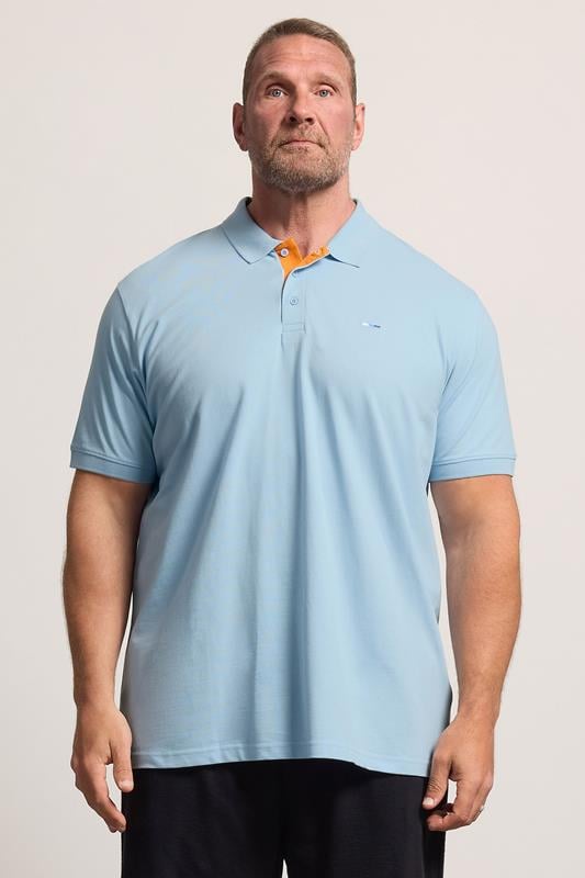  BadRhino Big & Tall Light Blue Contrast Short Sleeve Polo Shirt