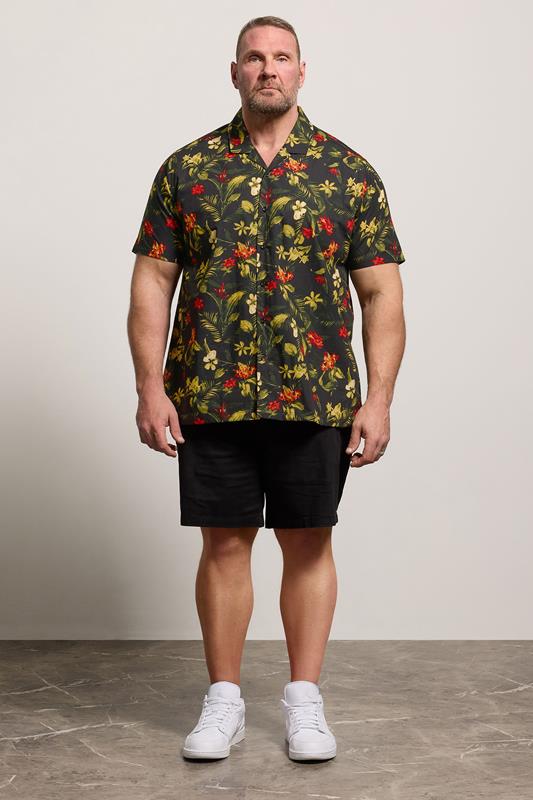 D555 Big & Tall Black Hawaiian Short Sleeve Shirt | BadRhino 1