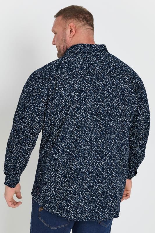 BadRhino Big & Tall Navy Blue Micro Floral Print Formal Shirt | BadRhino 4