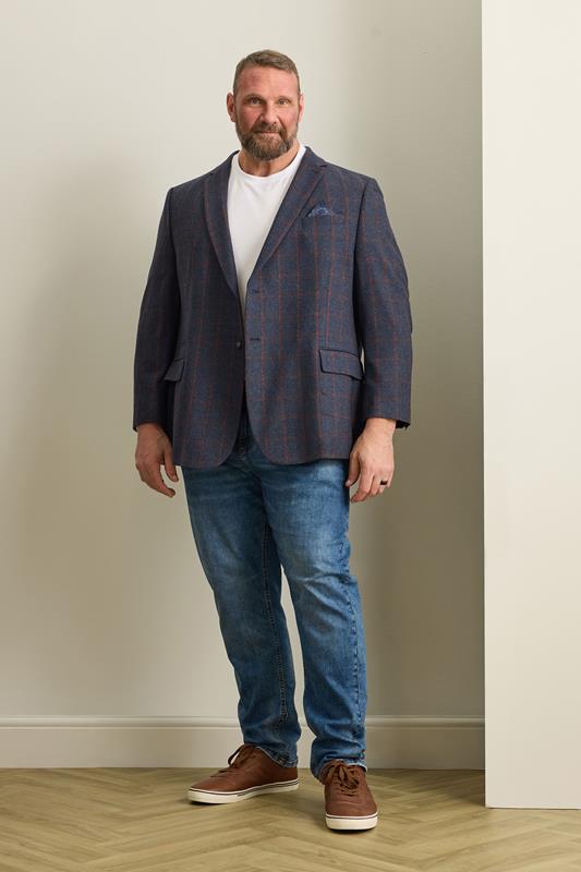 BadRhino Tailoring Big & Tall Blue & Red Checked Suit Jacket | BadRhino 1