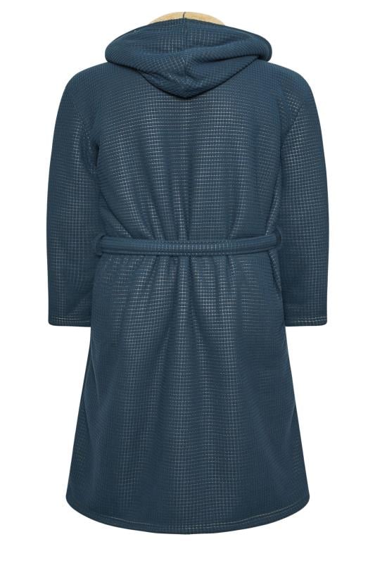 BadRhino Big & Tall Navy Blue Waffle Borg Lined Dressing Gown | BadRhino 5