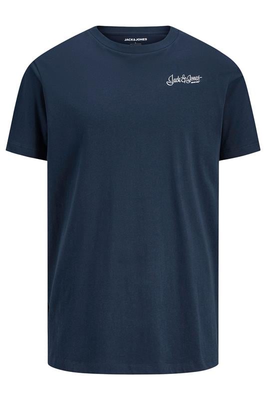 JACK & JONES Big & Tall Sky Captain Blue Back Print T-Shirt | BadRhino 1
