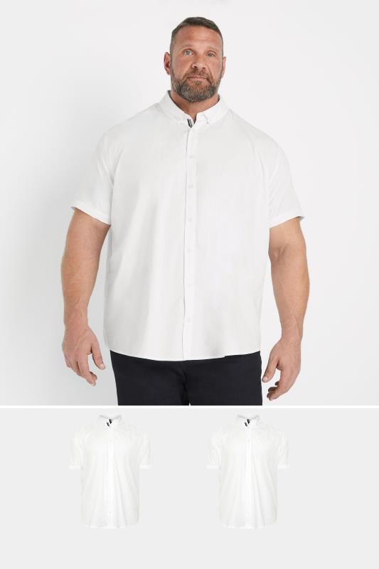 BadRhino Big & Tall 2 PACK White Short Sleeve Poplin Shirts | BadRhino 1