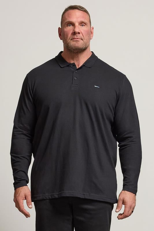 Men's  BadRhino Big & Tall Black Long Sleeve Core Polo Shirt