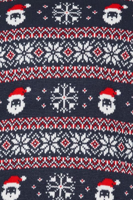 KAM Big & Tall Navy Blue Fairisle Santa Christmas Jumper | BadRhino 3