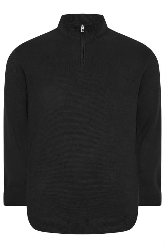 BadRhino Big & Tall Black Milano Quarter Zip Jumper | BadRhino 4