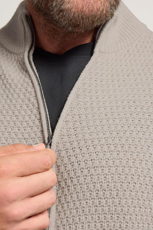 BadRhino Big & Tall Natural Brown Wool Zip Through Cardigan | BadRhino 4