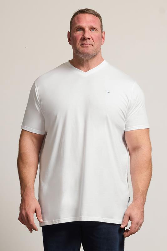 BadRhino Big & Tall White Extra Long V-Neck T-Shirt