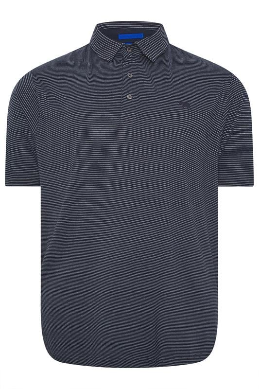 D555 Big & Tall Navy Blue Embroidered Jersey Polo Shirt | BadRhino 1