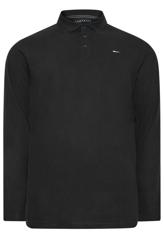 BadRhino Black Longer Length Long Sleeve Polo Shirt | BadRhino 3