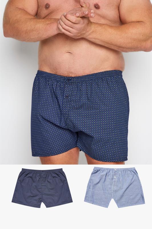 Men's  KAM Big & Tall 2 PACK Blue Woven Boxers