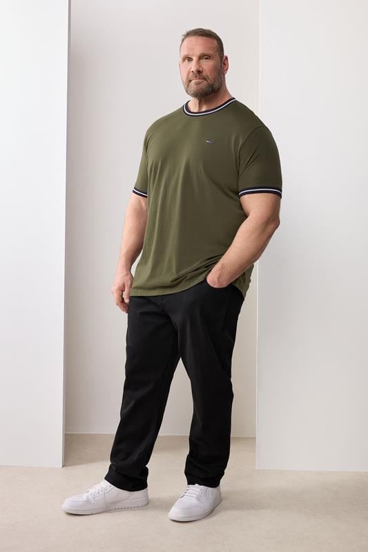 BadRhino Big & Tall Olive Green Extra Long Pique Ringer T-Shirt | BadRhino 1