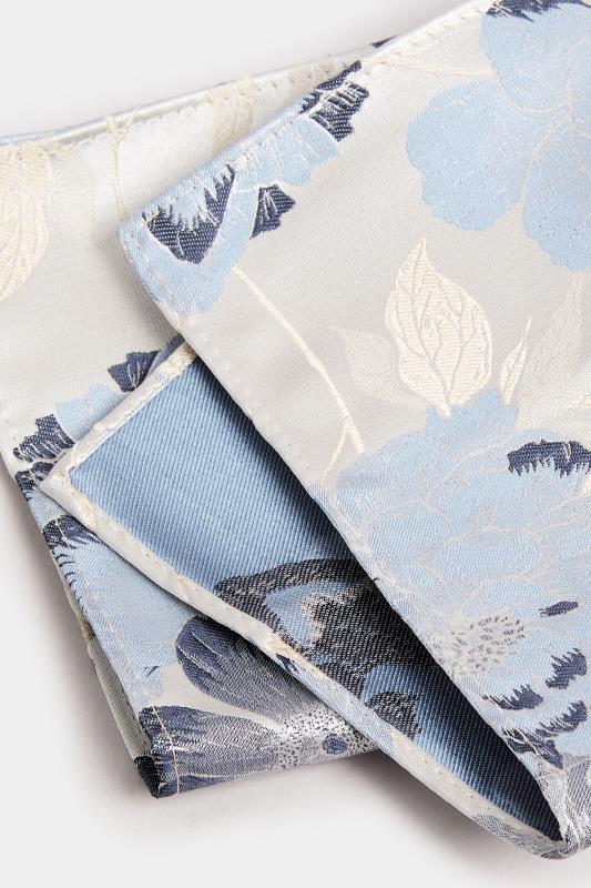 BadRhino Blue Floral Print Pocket Square & Tie Set | BadRhino 4
