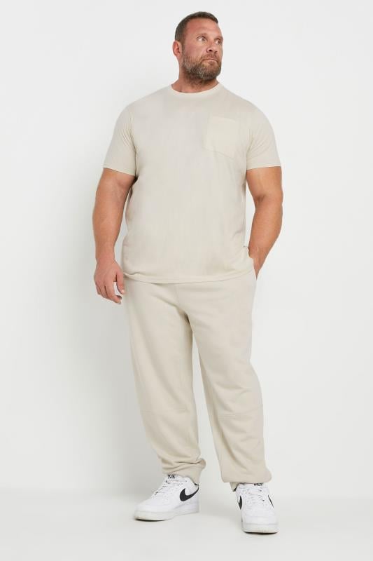 STUDIO A Big Tall Cream Cuffed Joggers BadRhino