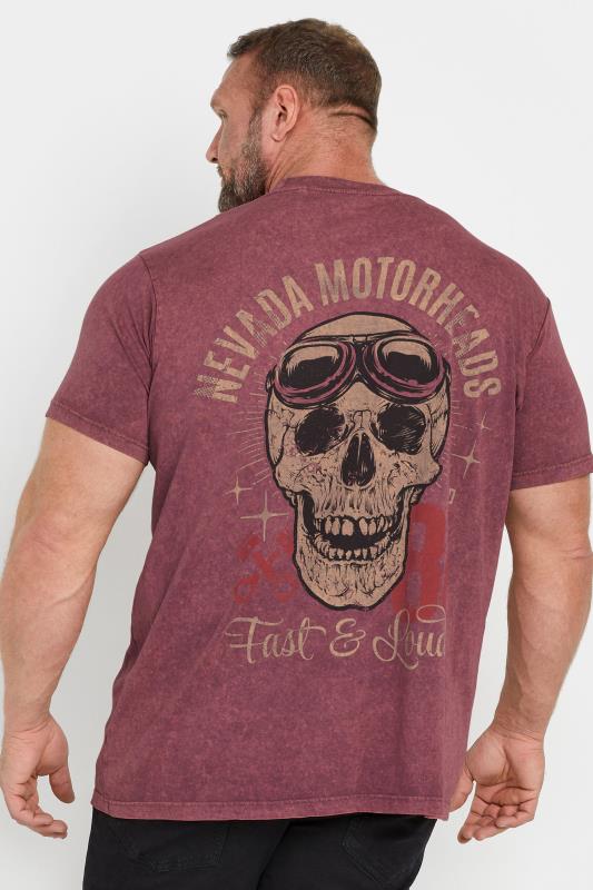 BadRhino Big & Tall Red Acid Wash 'Nevada Motorheads' Slogan T-Shirt | BadRhino 3