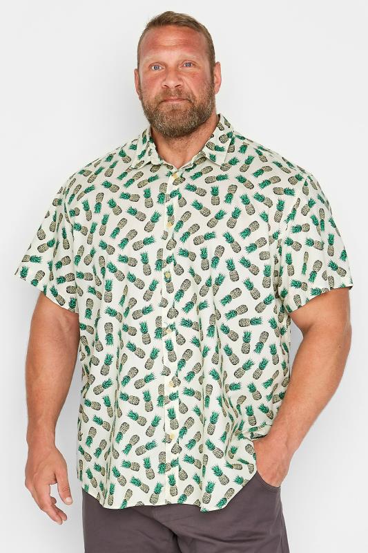 Men's  JACK & JONES Big & Tall White Pineapple Print Short Sleeve Shirt