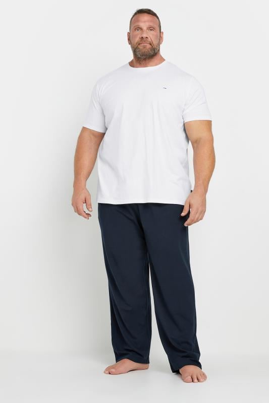 BadRhino Big & Tall White & Navy Blue T-Shirt & Lounge Trousers Set | BadRhino 1