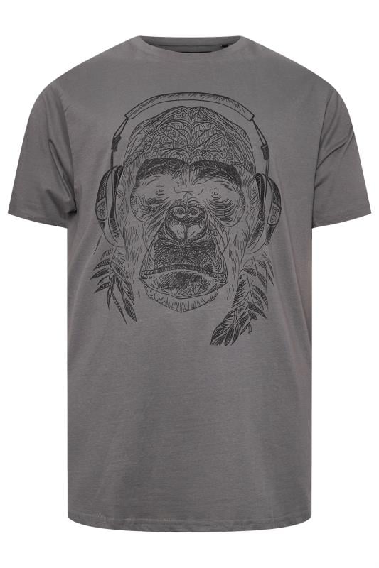 KAM Slate Grey Gorilla Graphic Print T-Shirt | BadRhino 3