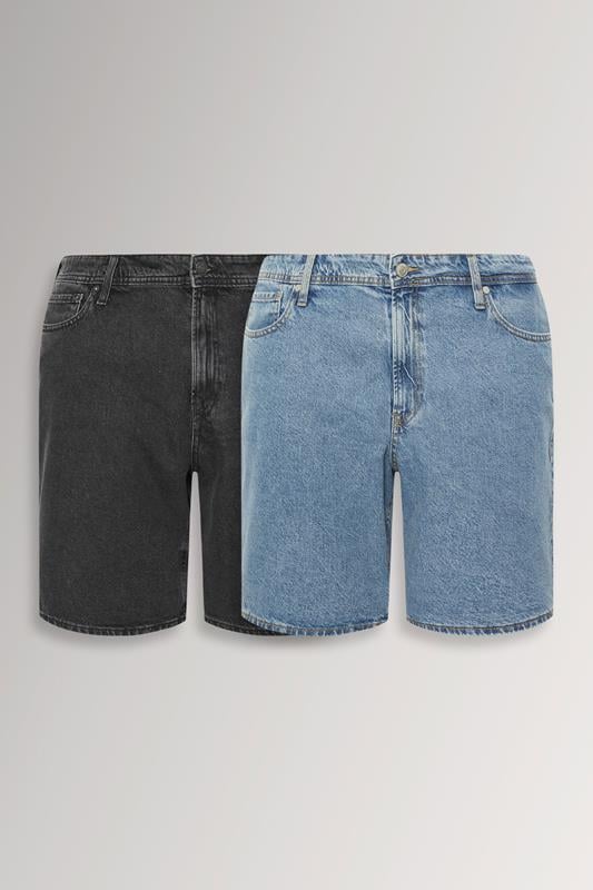  JACK & JONES Big & Tall 2 Pack Blue & Black Tony Shorts