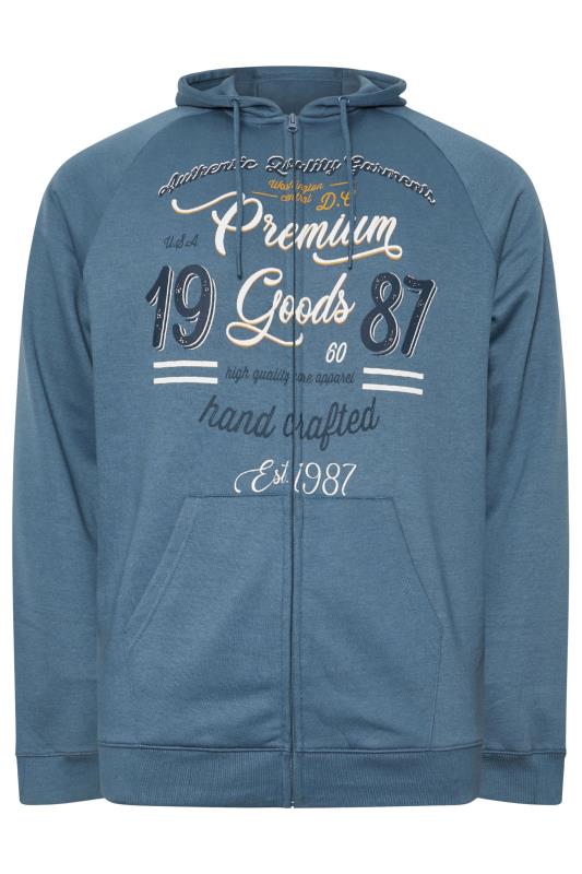 BadRhino Big & Tall Blue Zip Through 'Premium Goods' Graphic Hoodie | BadRhino 4