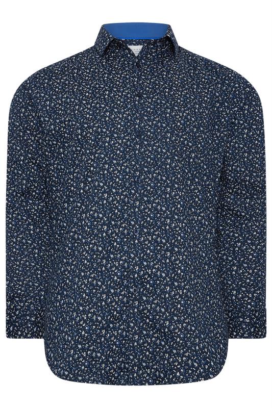 BadRhino Big & Tall Navy Blue Micro Floral Print Formal Shirt | BadRhino 6