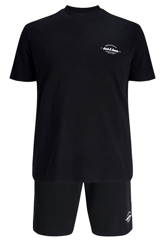 JACK & JONES Big & Tall Black T-Shirt & Shorts Set | BadRhino 2