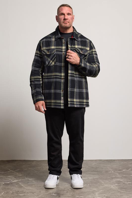 D555 Big & Tall Black Check Overshirt | BadRhino 3