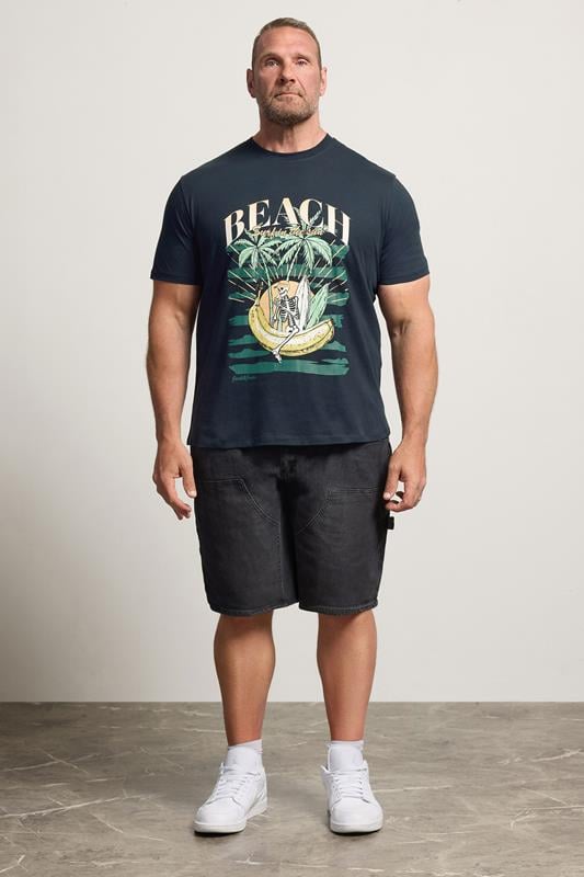JACK & JONES Navy Blue 'Beach' Graphic Print T-Shirt | BadRhino 1