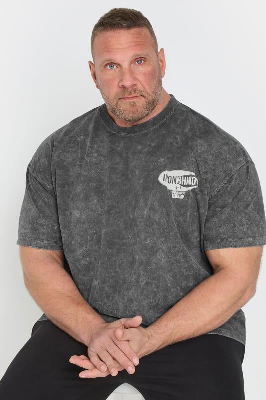 IronRhino Big & Tall Grey 'Training Dept' Acid Wash T-Shirt | BadRhino 1