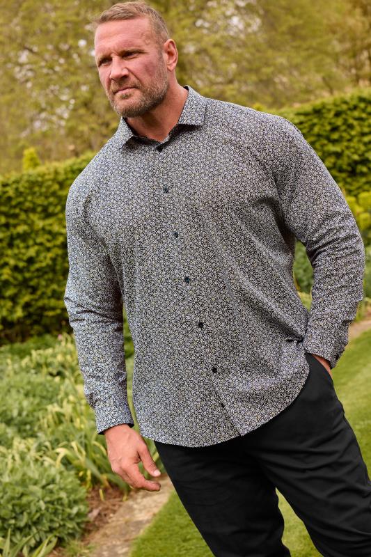 Men's  BadRhino Big & Tall Premium Black Floral Print Long Sleeve Shirt