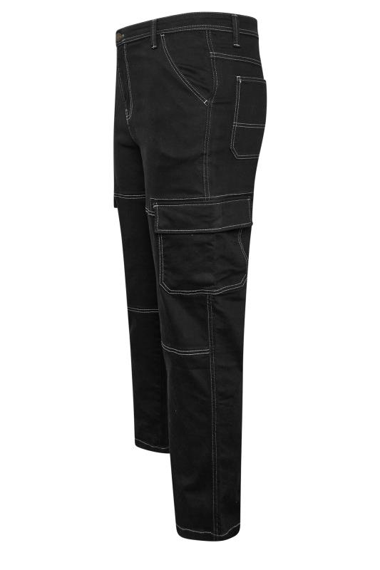 BadRhino Big & Tall Black Contrast Stitch Cargo Jeans | BadRhino 2