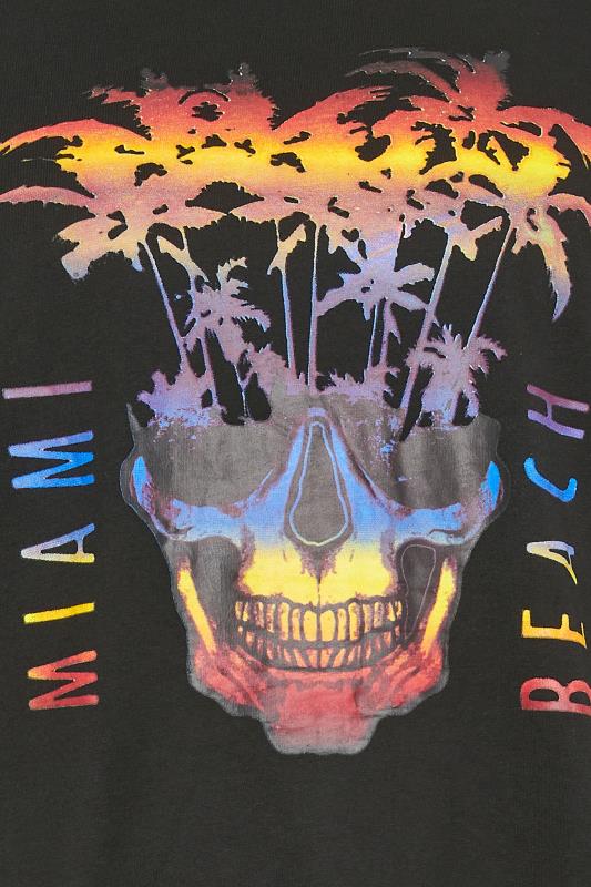 KAM Big & Tall Black 'Miami Beach' Skull Print T-Shirt | BadRhino 4