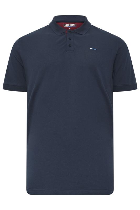 BadRhino Big & Tall Navy Blue & Red Contrast Polo Shirt | BadRhino 5