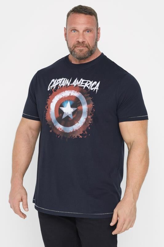 D555 Big & Tall Navy Blue 'Captain America' T-Shirt | BadRhino 1