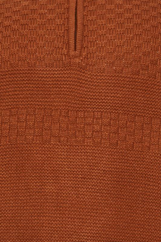 D555 Big & Tall Rust Orange Quarter Zip Knit Jumper | BadRhino 3