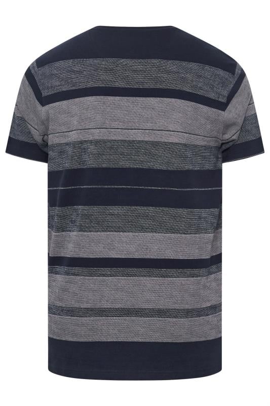 BadRhino Big & Tall Navy Blue Colourblock Stripe T-Shirt | BadRhino 4