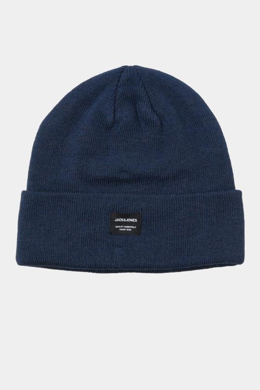 JACK & JONES Navy Patch Logo Beanie | BadRhino 1