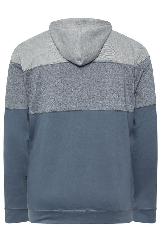 KAM Big & Tall Indigo Blue Marl Stripe Zip Through Hoodie | BadRhino 2