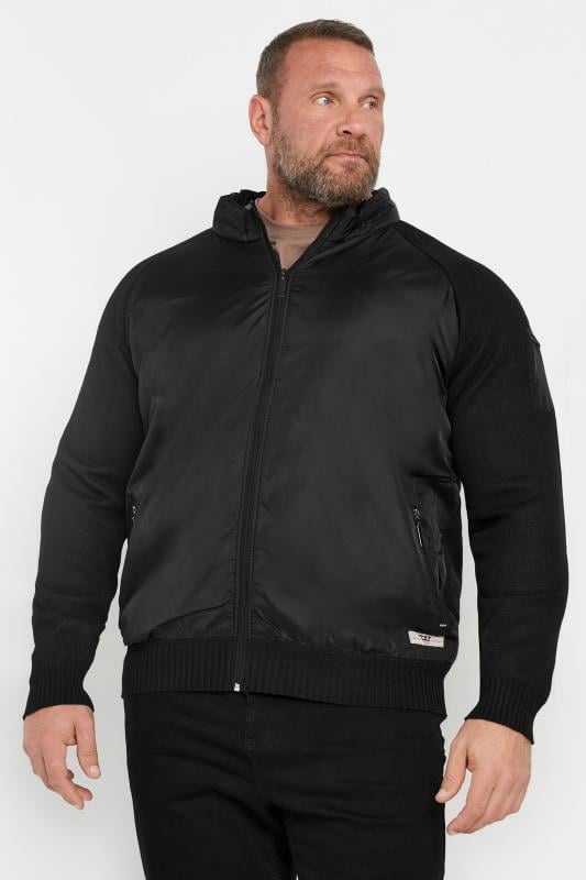 D555 Big & Tall Black Zip Through Fleece Lined Jacket | BadRhino 1