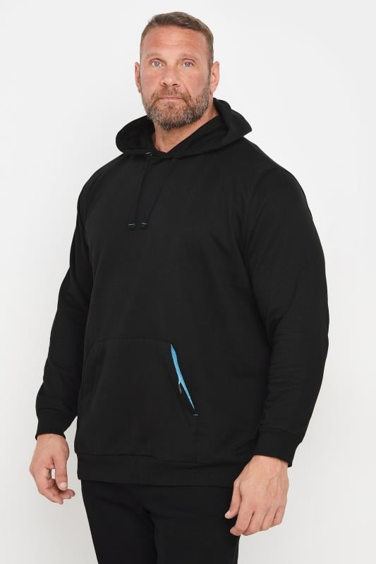 BadRhino Big & Tall Black Contrast Zip Hoodie | BadRhino 1