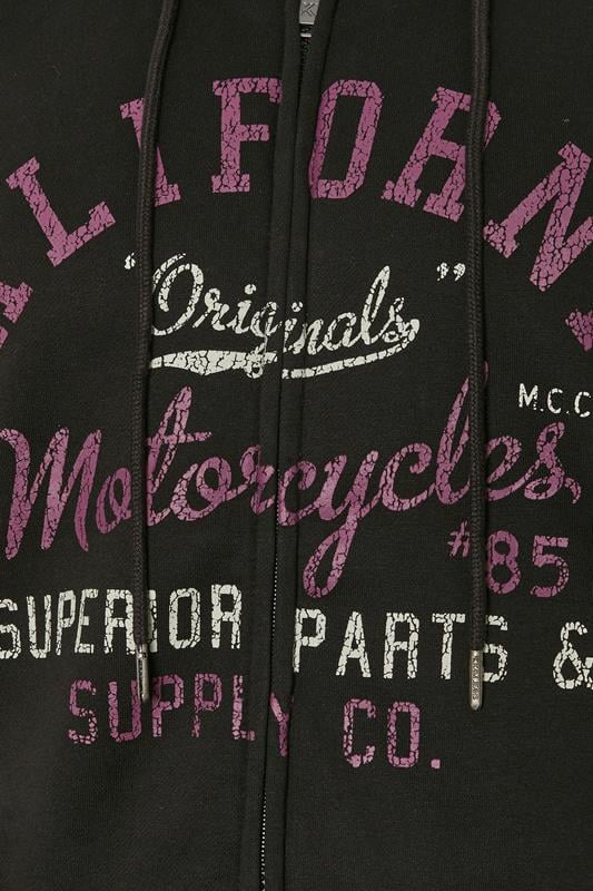 KAM Big & Tall Black California Zip Through Hoodie | BadRhino 3