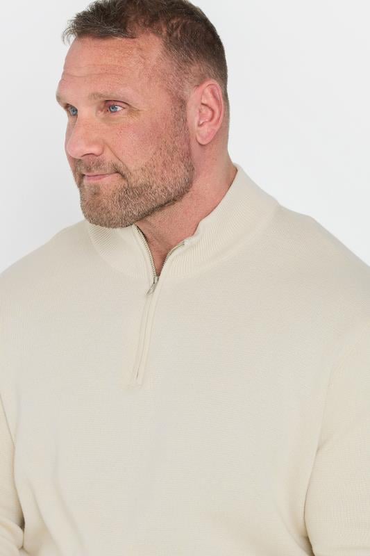 BadRhino Big & Tall Cream Milano Quarter Zip Jumper | BadRhino 3