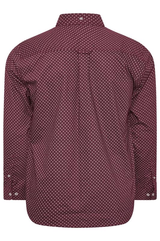 BadRhino Big & Tall Burgundy Red Geometric Print Party Shirt | BadRhino 4