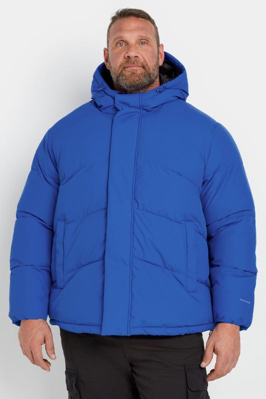 JACK & JONES Big & Tall Bright Blue Hooded Puffer Jacket | BadRhino 1